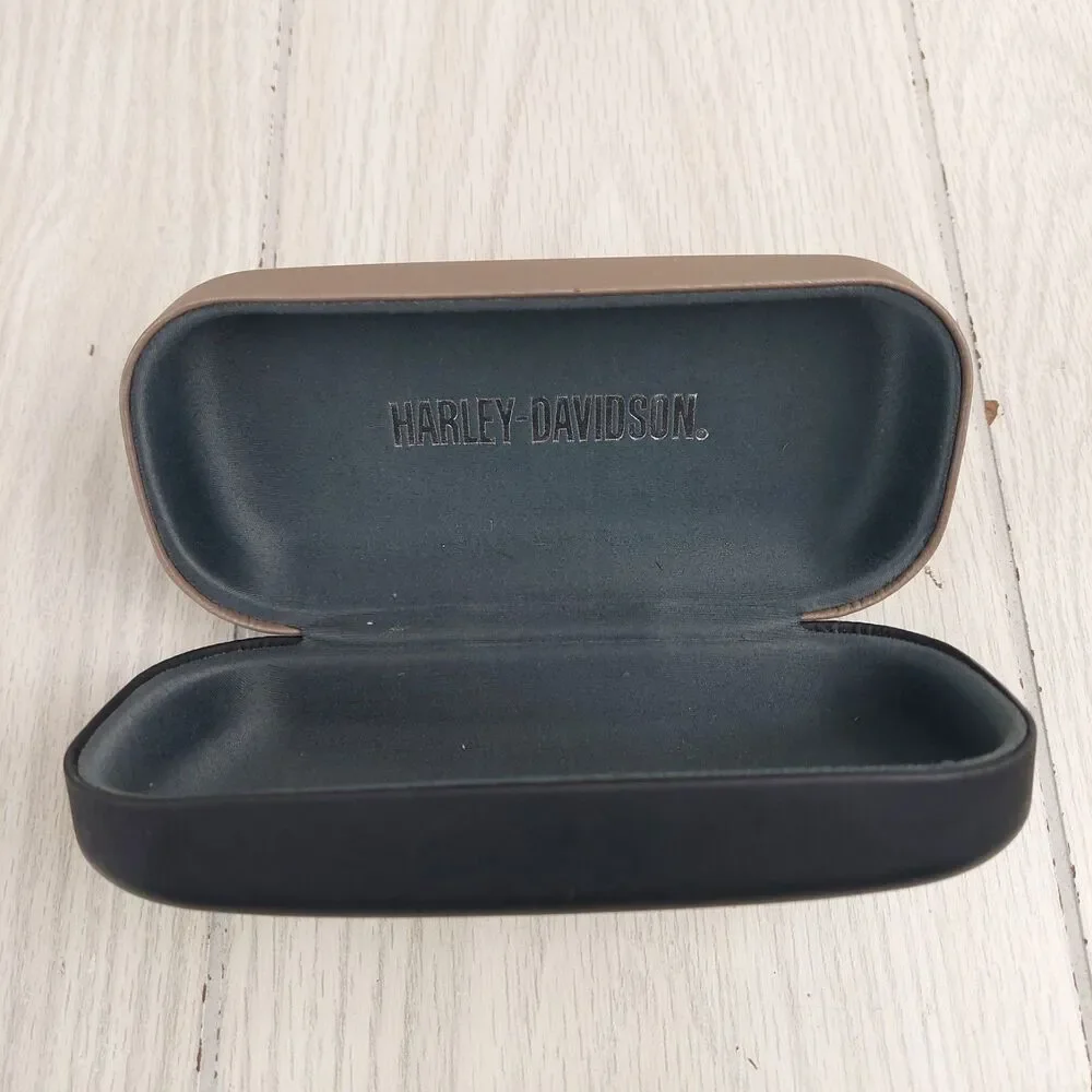 Harley Davidson‎ Hard Eyeglass Sunglasses CASE Clamshell Tan Black Embossed Logo